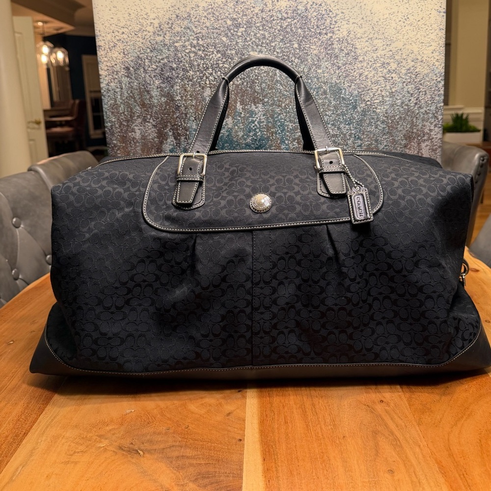 Coach Black Signature Canvas Travel Duffel Bag - Picture 5 of 15